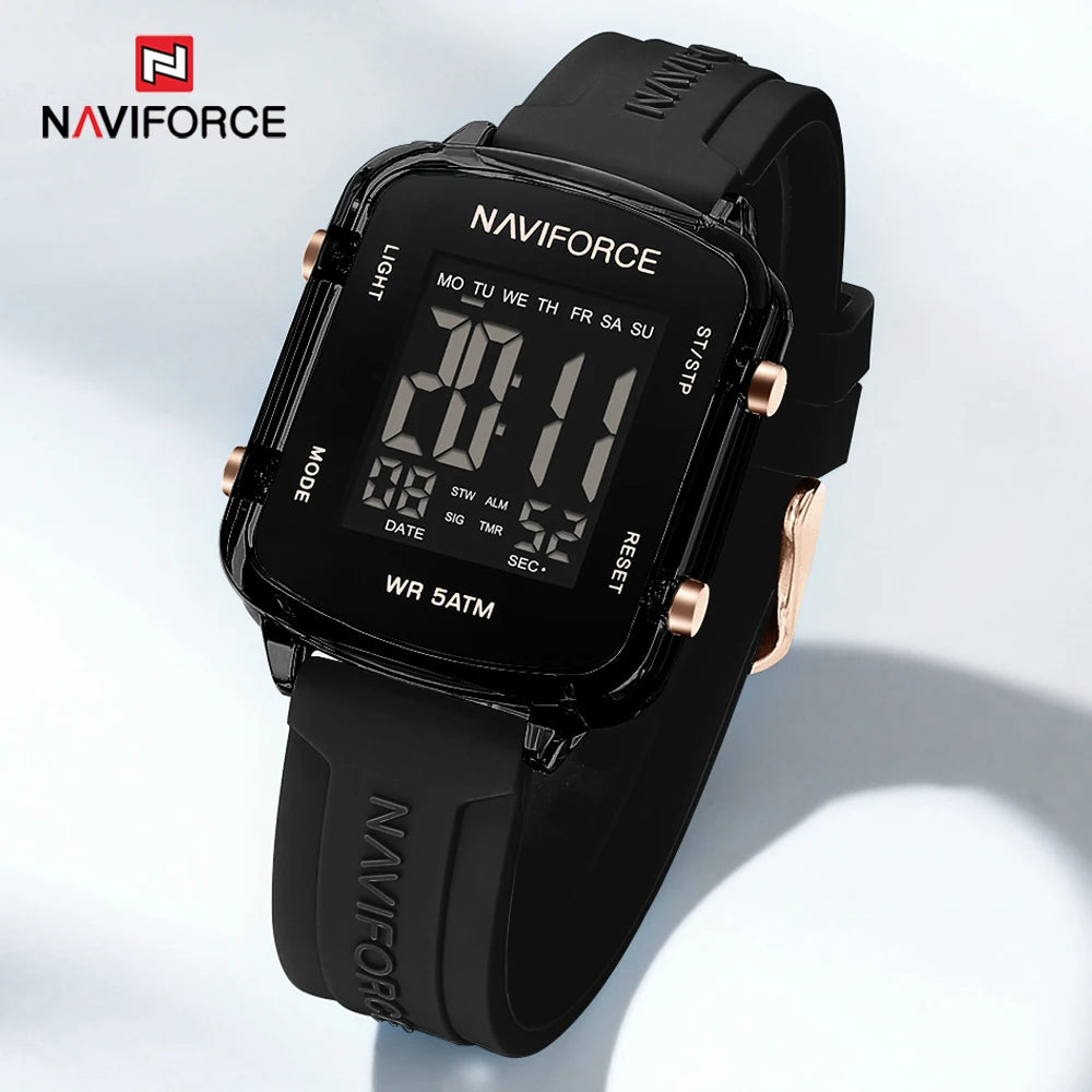 NAVIFORCE Unisex Digital Watch – Waterproof LCD Design