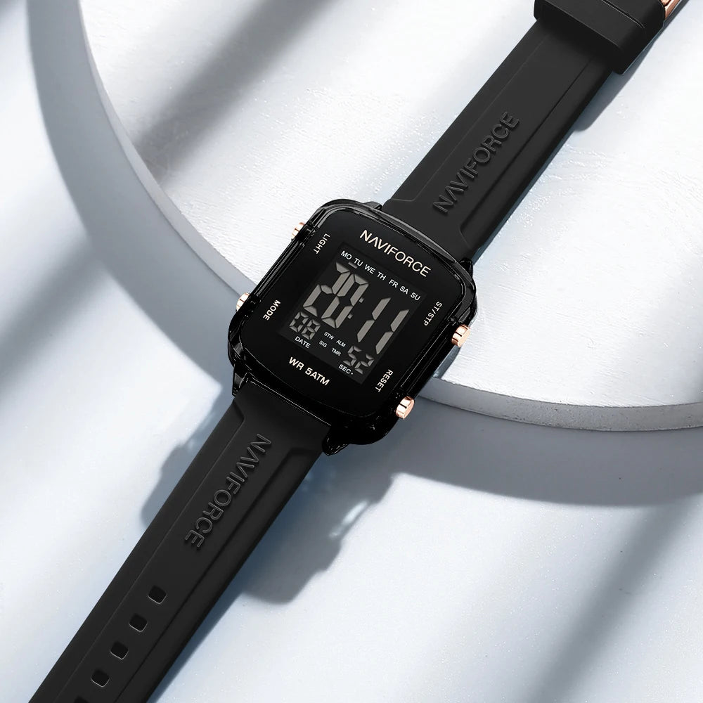 NAVIFORCE Unisex Digital Watch – Waterproof LCD Design