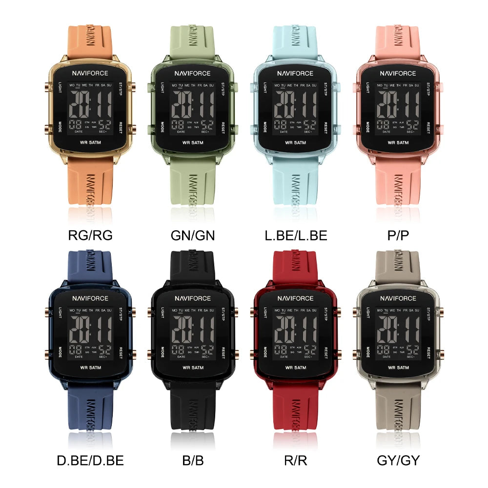 NAVIFORCE Unisex Digital Watch – Waterproof LCD Design