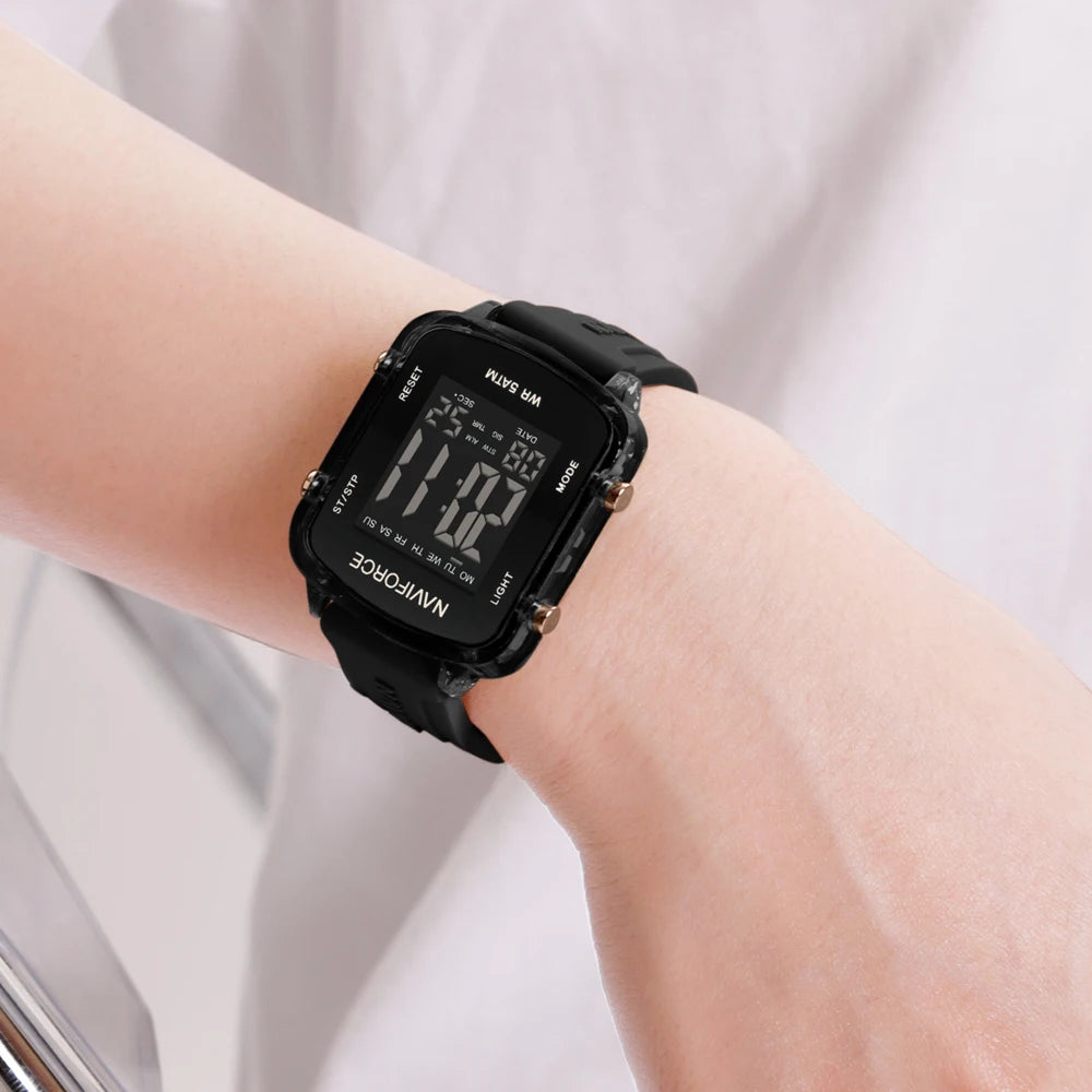 NAVIFORCE Unisex Digital Watch – Waterproof LCD Design