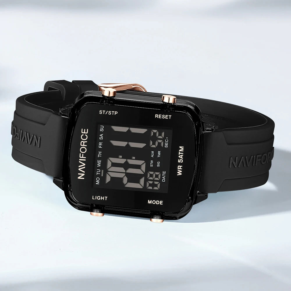 NAVIFORCE Unisex Digital Watch – Waterproof LCD Design