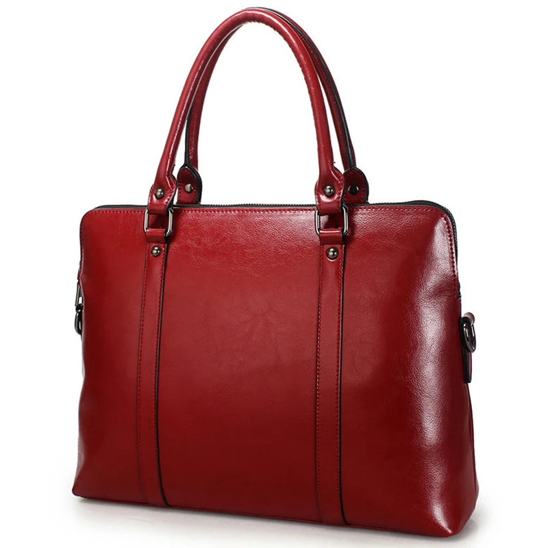 New 100% Genuine Leather Briefcase For Woman 14 15.6 inch Laptop Bag Women's Business Tote Office Ladies Shoulder Messenger Bags Smash Price Shop