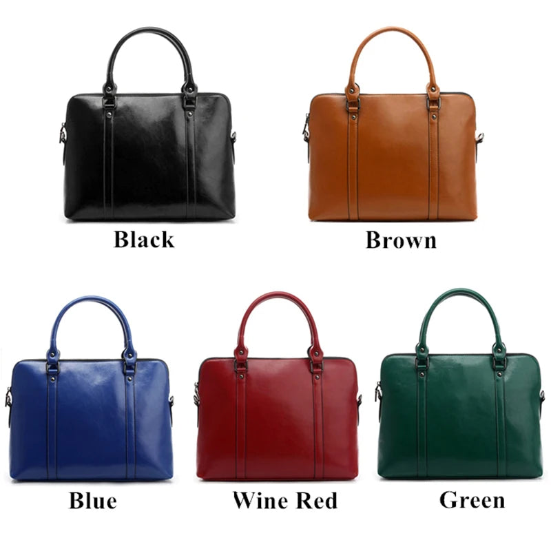 New 100% Genuine Leather Briefcase For Woman 14 15.6 inch Laptop Bag Women's Business Tote Office Ladies Shoulder Messenger Bags Smash Price Shop