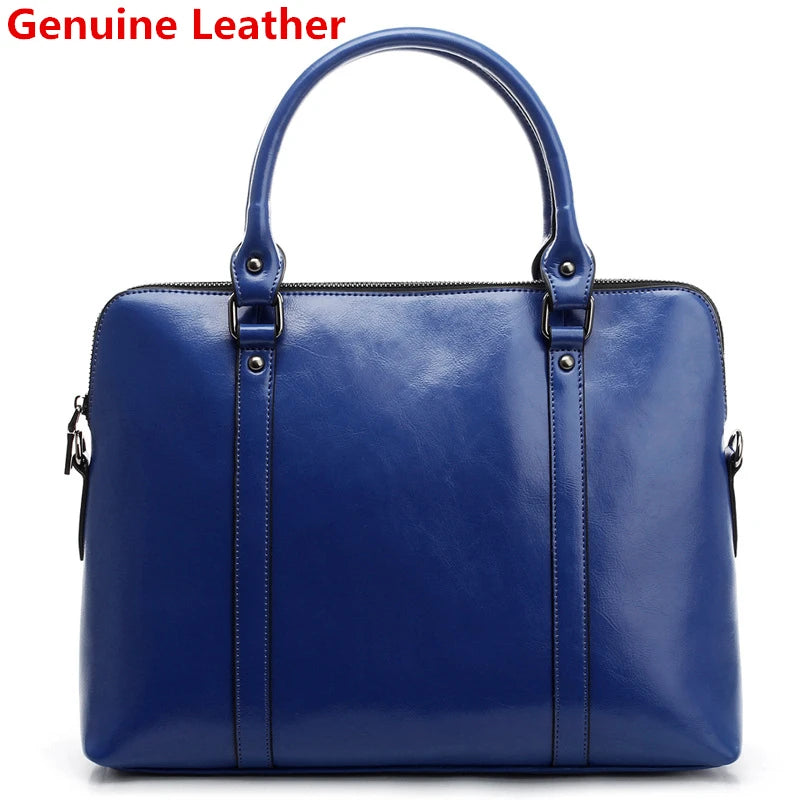 New 100% Genuine Leather Briefcase For Woman 14 15.6 inch Laptop Bag Women's Business Tote Office Ladies Shoulder Messenger Bags Smash Price Shop
