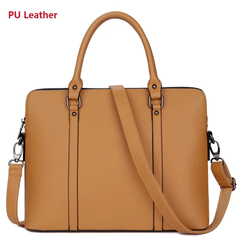 New 100% Genuine Leather Briefcase For Woman 14 15.6 inch Laptop Bag Women's Business Tote Office Ladies Shoulder Messenger Bags Smash Price Shop