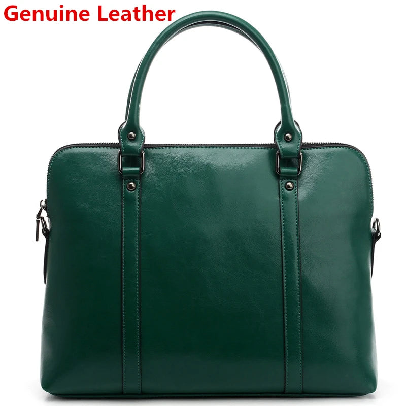 New 100% Genuine Leather Briefcase For Woman 14 15.6 inch Laptop Bag Women's Business Tote Office Ladies Shoulder Messenger Bags Smash Price Shop
