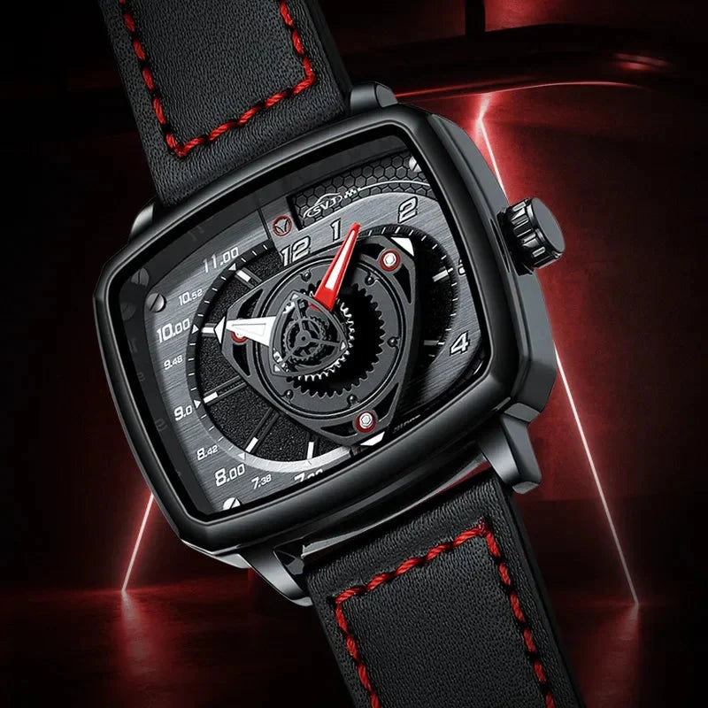 NIBOSI Square Sports Men's Watch – Waterproof Quartz with Luminous Hands