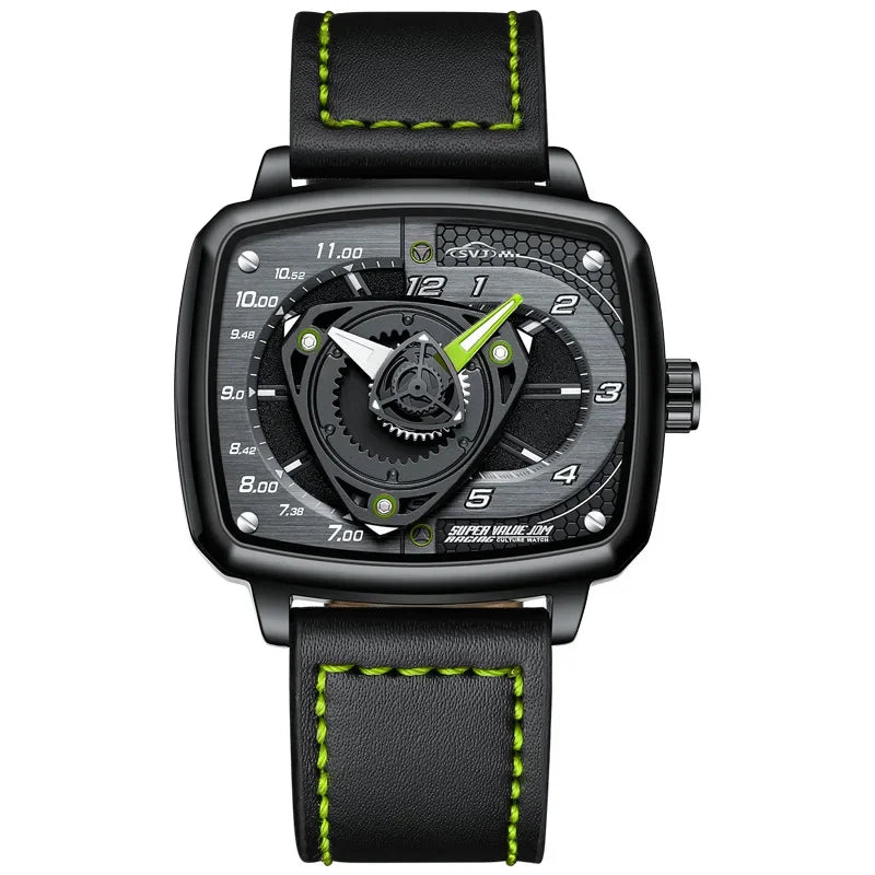 NIBOSI Square Sports Men's Watch – Waterproof Quartz with Luminous Hands