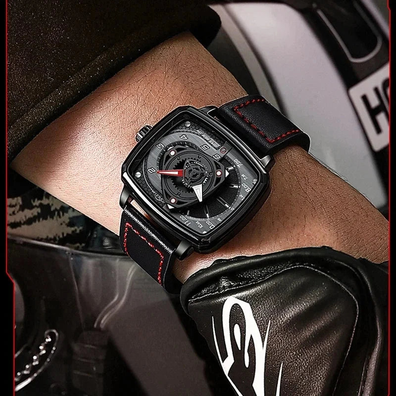 NIBOSI Square Sports Men's Watch – Waterproof Quartz with Luminous Hands