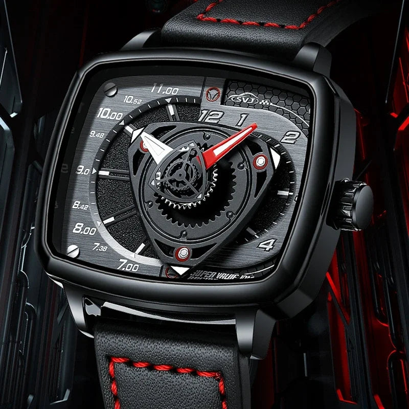 NIBOSI Square Sports Men's Watch – Waterproof Quartz with Luminous Hands