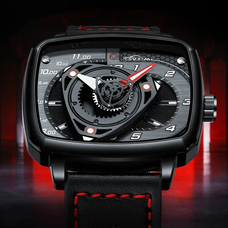 NIBOSI Square Sports Men's Watch – Waterproof Quartz with Luminous Hands