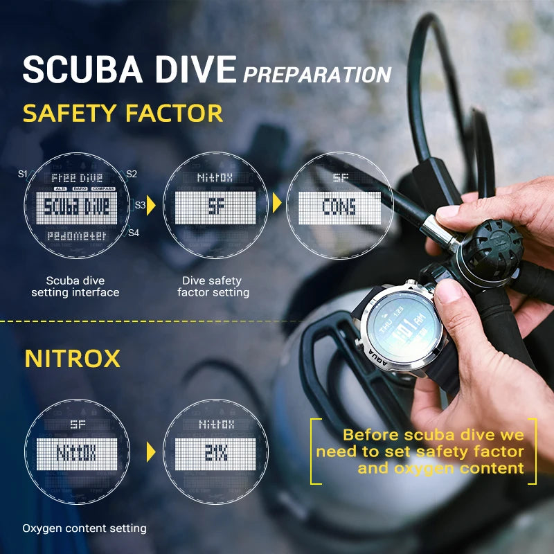 NORTH EDGE AQUA Digital Diving Computer Watch – 50M NDL Scuba