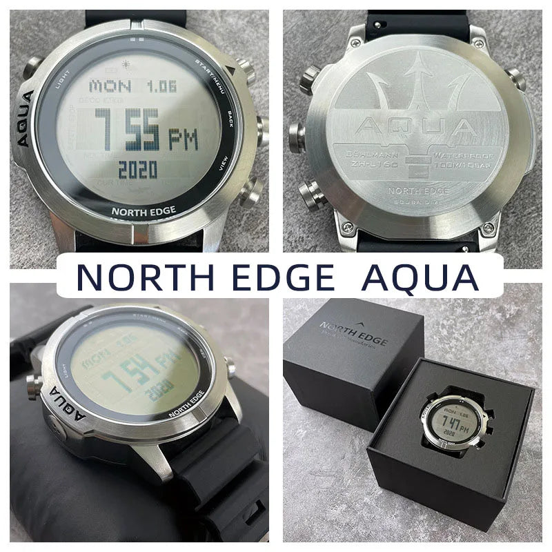 NORTH EDGE AQUA Digital Diving Computer Watch – 50M NDL Scuba