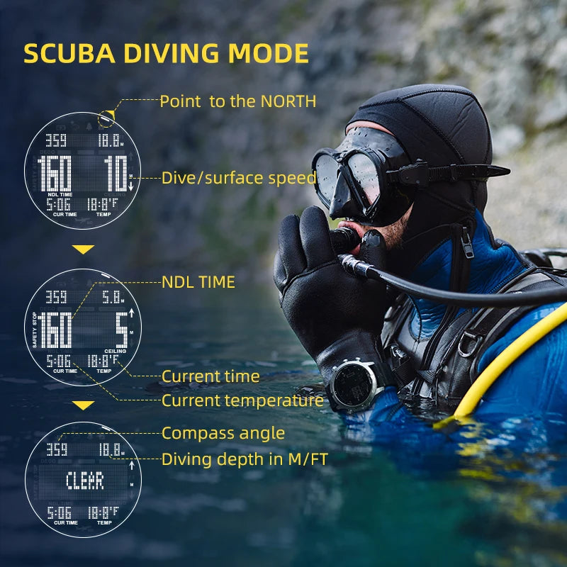 NORTH EDGE AQUA Digital Diving Computer Watch – 50M NDL Scuba