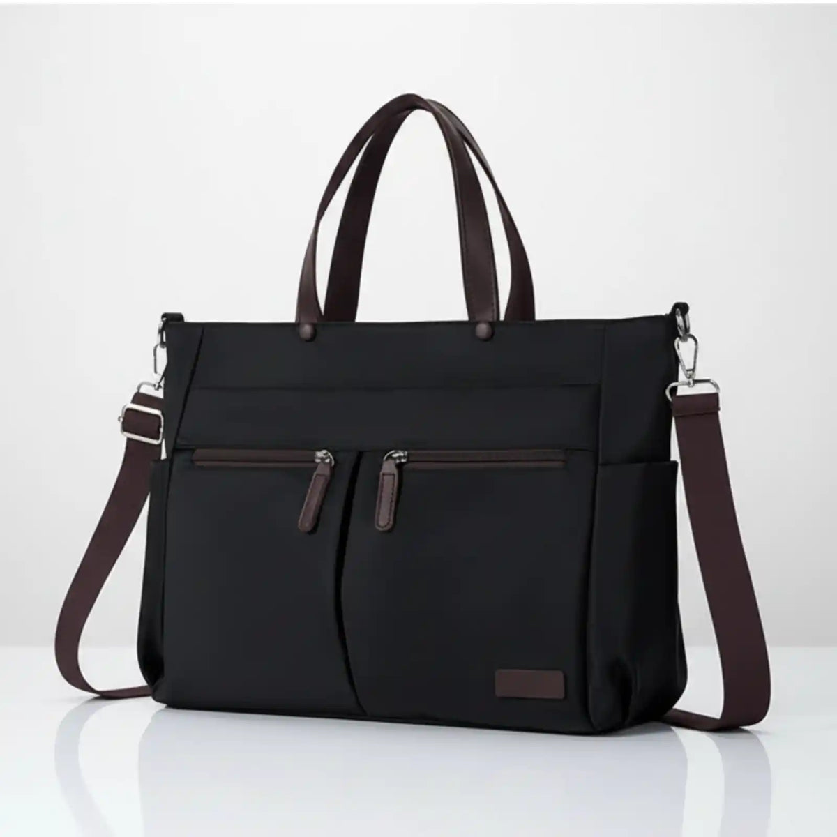 Nylon Commuter Laptop Shoulder Bag in black – product image 5