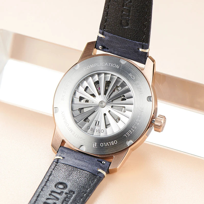 OBLVLO JM-EARTH Automatic Men's Watch – Earth Dial, Luminous