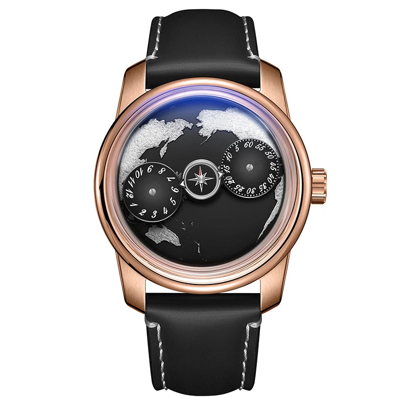 OBLVLO JM-EARTH Automatic Men's Watch – Earth Dial, Luminous