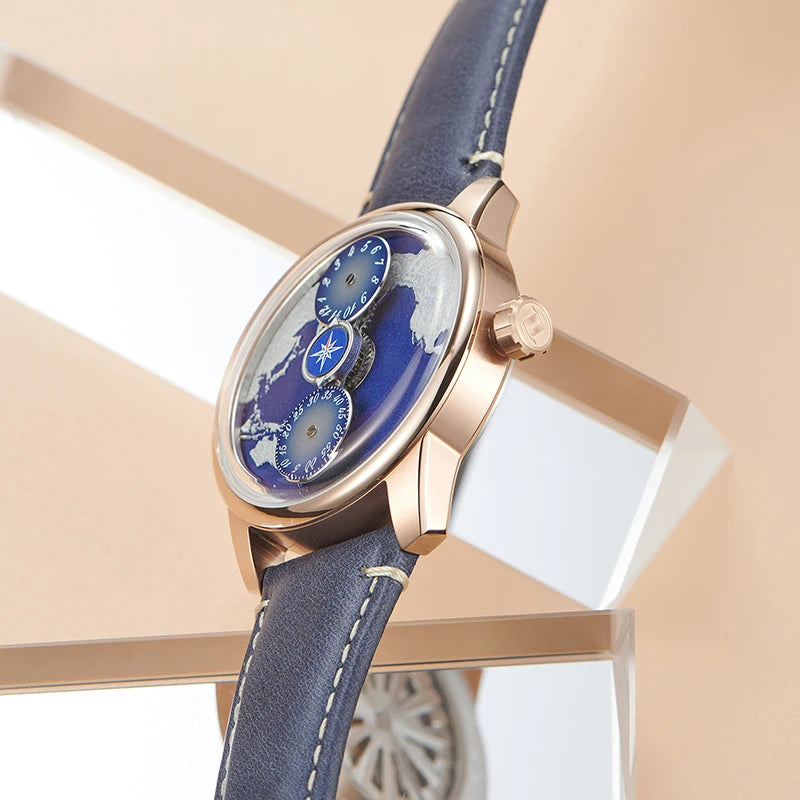 OBLVLO JM-EARTH Automatic Men's Watch – Earth Dial, Luminous