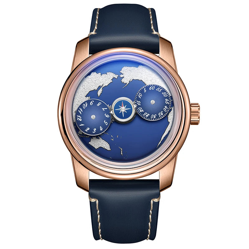 OBLVLO JM-EARTH Automatic Men's Watch – Earth Dial, Luminous Smash Price Shop Men's Watch