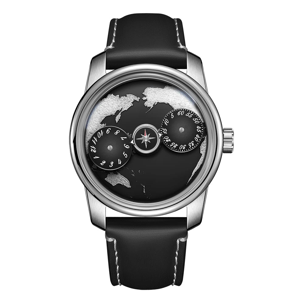 OBLVLO JM-EARTH Automatic Men's Watch – Earth Dial, Luminous