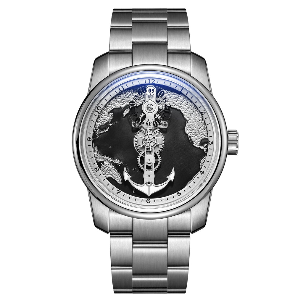 OBLVLO JM-SS Transparent Automatic Watch – 42mm Steel