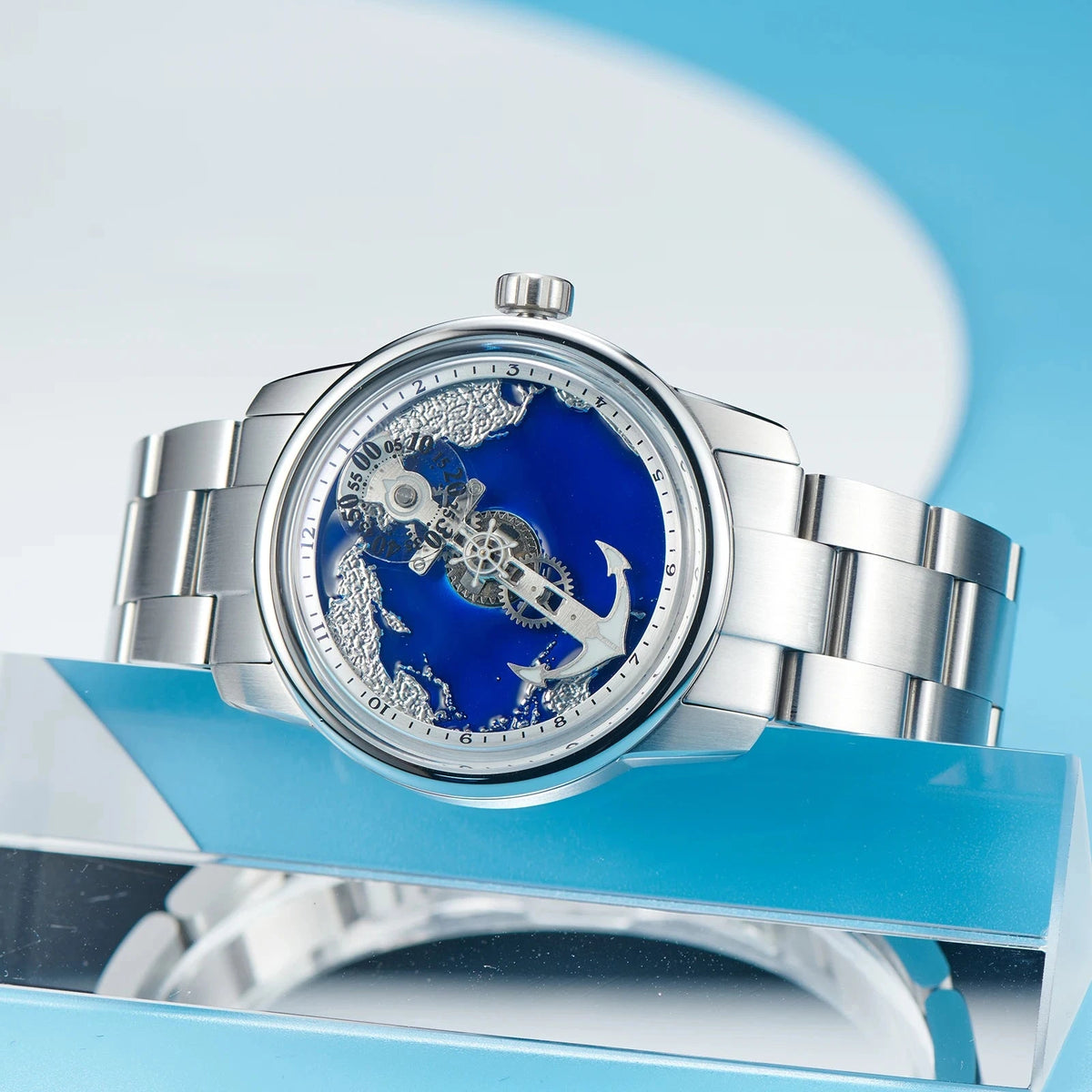 OBLVLO JM-SS Transparent Automatic Watch – 42mm Steel Smash Price Shop Men's Watch
