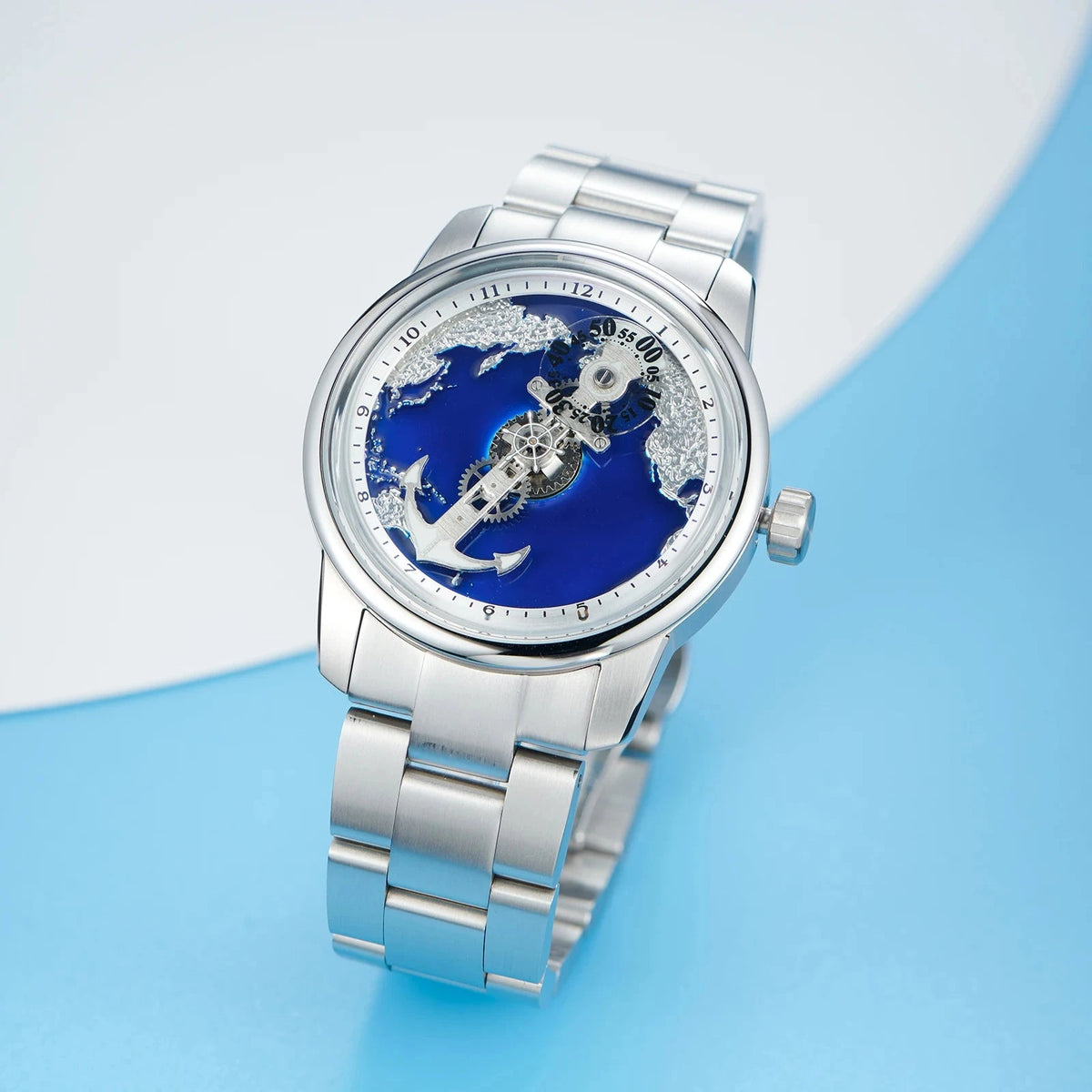 OBLVLO JM-SS Transparent Automatic Watch – 42mm Steel Smash Price Shop Men's Watch