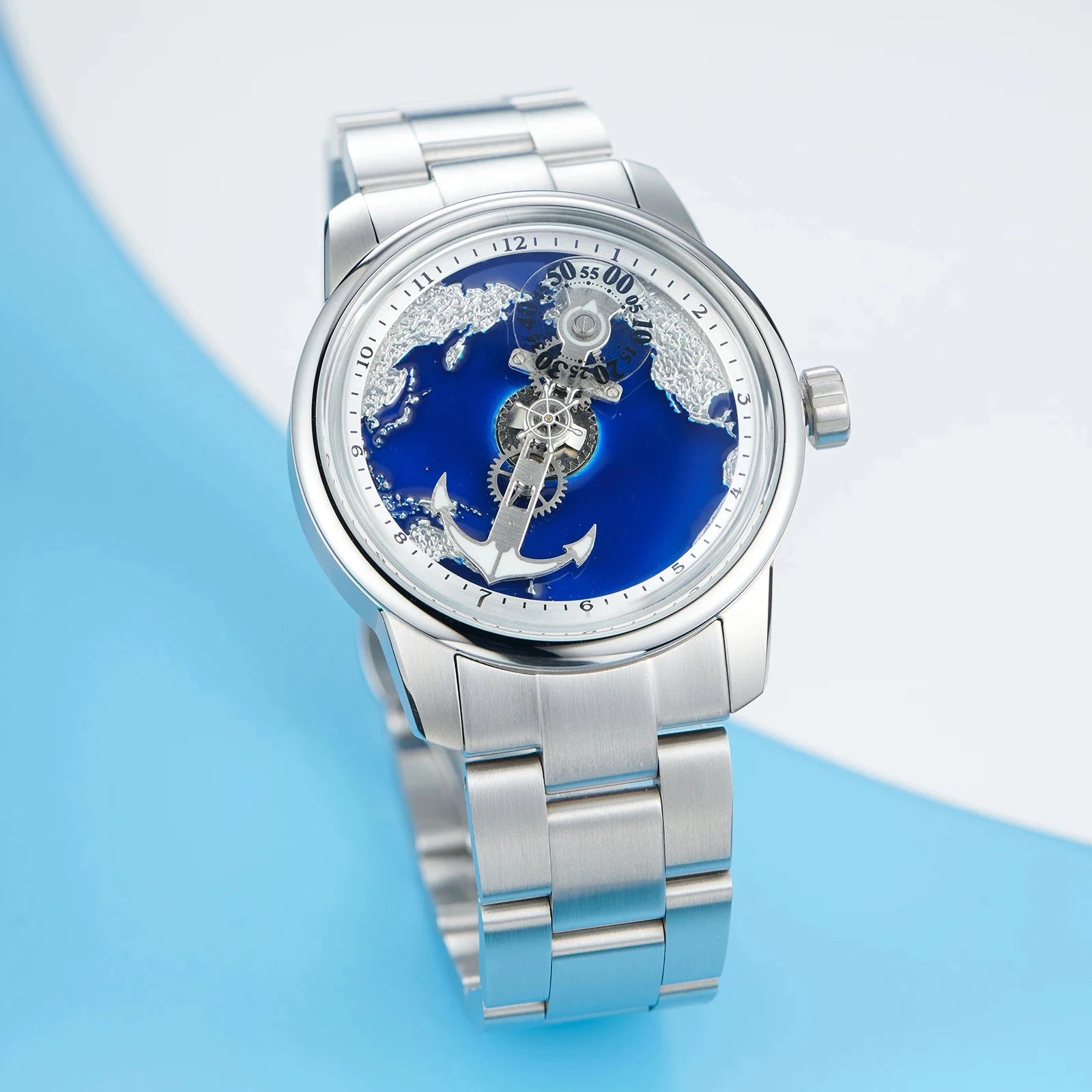 OBLVLO JM-SS Transparent Automatic Watch – 42mm Steel Smash Price Shop Men's Watch