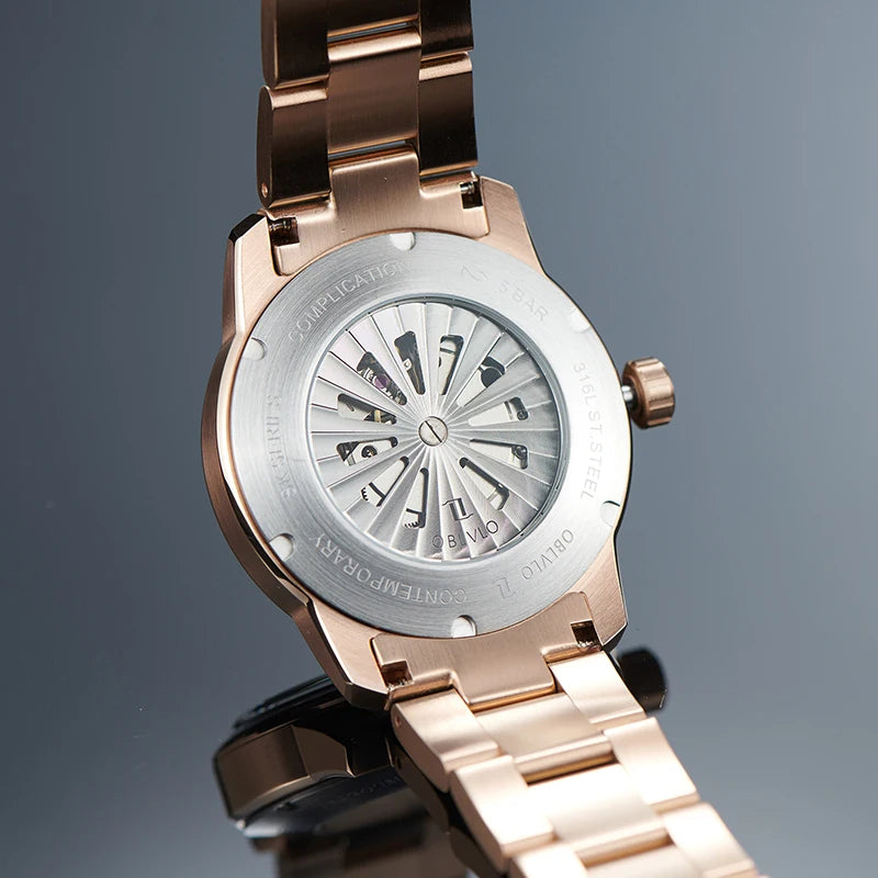 OBLVLO JM-SS Transparent Automatic Watch – 42mm Steel Smash Price Shop Men's Watch