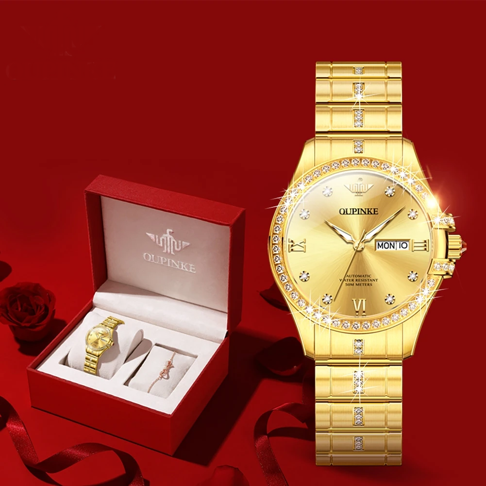 OUPINKE Diamond Women’s Automatic Watch 5ATM