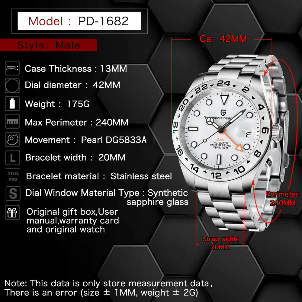 PAGANI Design 2024 GMT Automatic Watch for Men Smash Price Shop Men's Watch