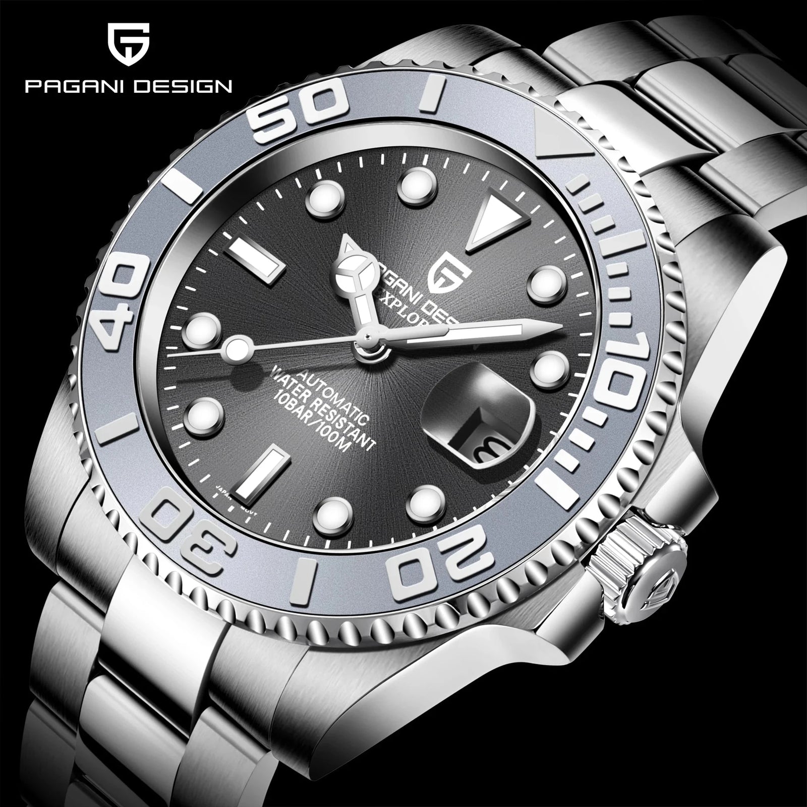 PAGANI DESIGN NH35 Dive Watch – Automatic, Ceramic Bezel, 10BAR
