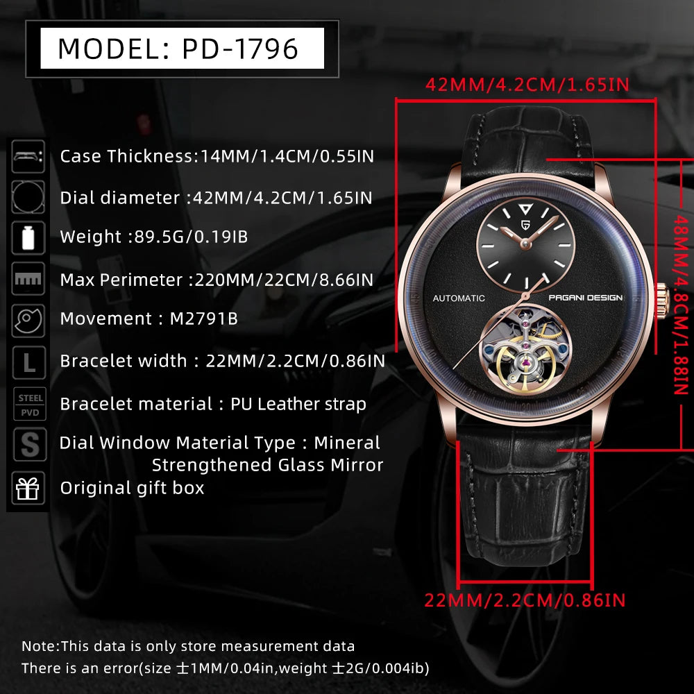 PAGANI DESIGN PD-1796 Automatic Men's Watch – 42mm, 100M Waterproof Smash Price Shop Men's Watch