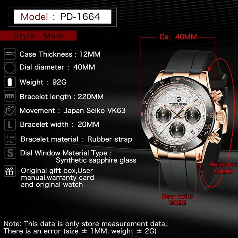 PAGANI DESIGN V2 40mm Retro Quartz Chronograph – Sapphire