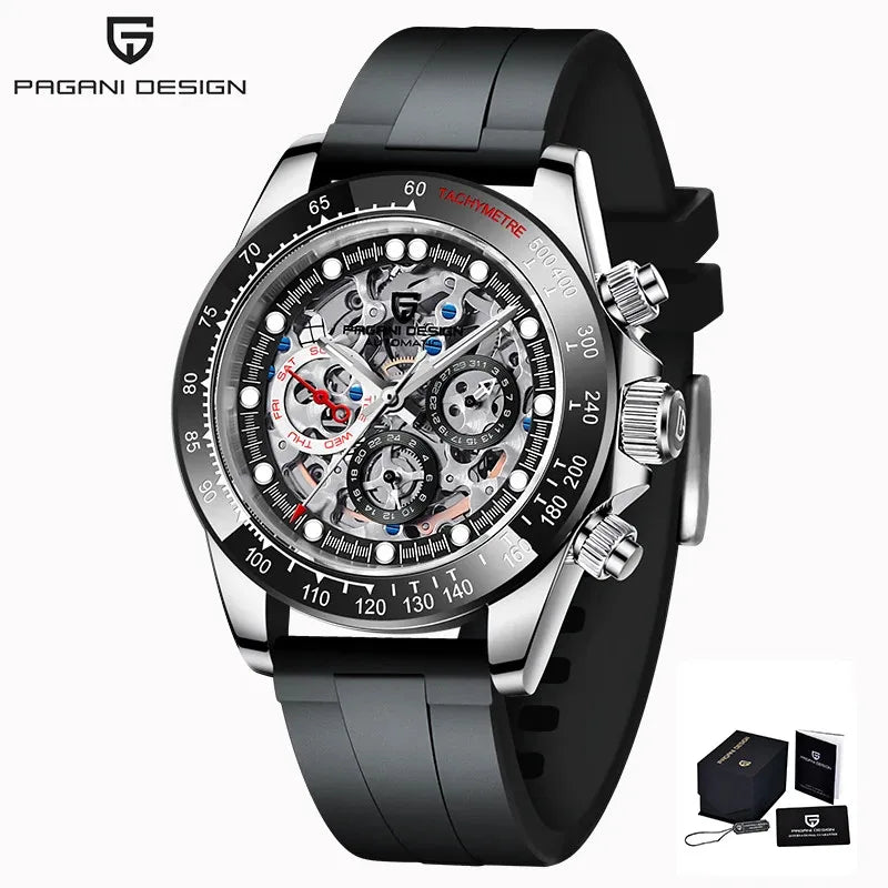 PAGANI Men's Rainbow Skeleton Mechanical Watch