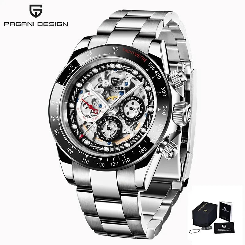PAGANI Men's Rainbow Skeleton Mechanical Watch