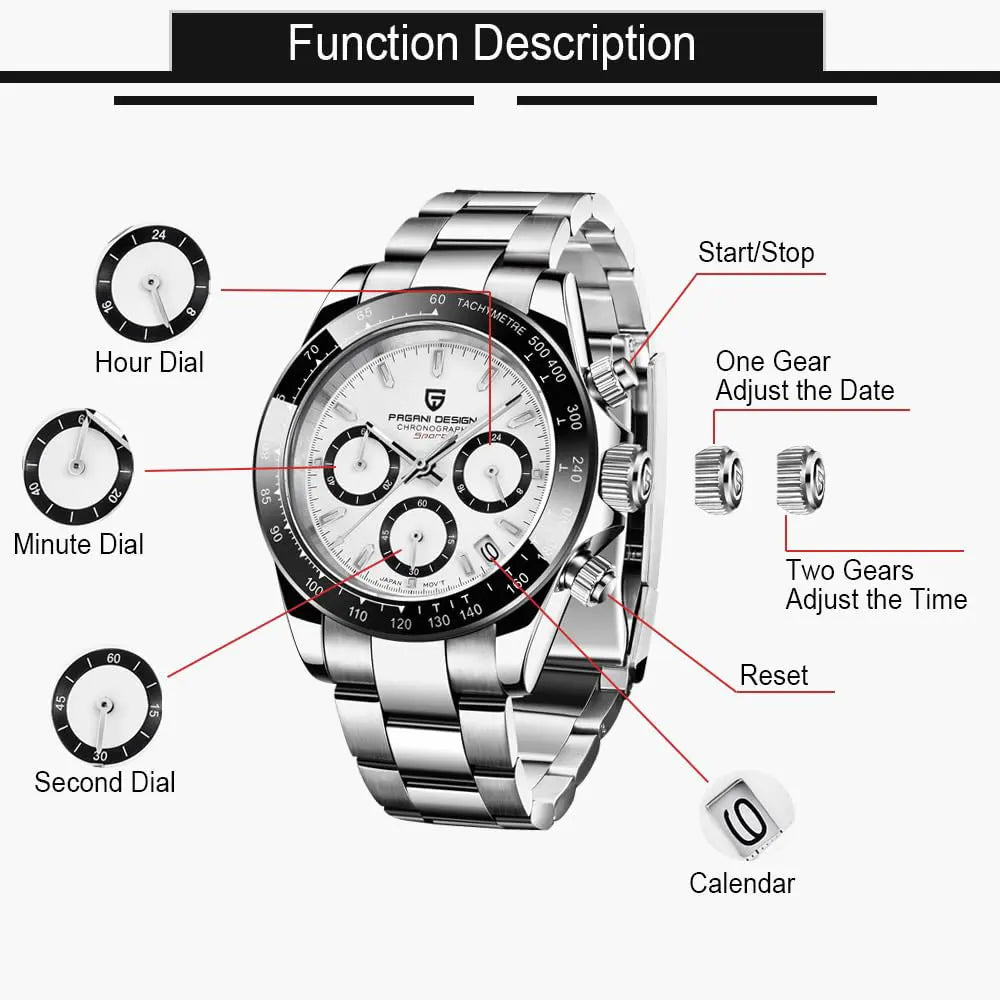 Pagani PD-1644 Chronograph Watch – 10BAR Steel Smash Price Shop Men's Watch