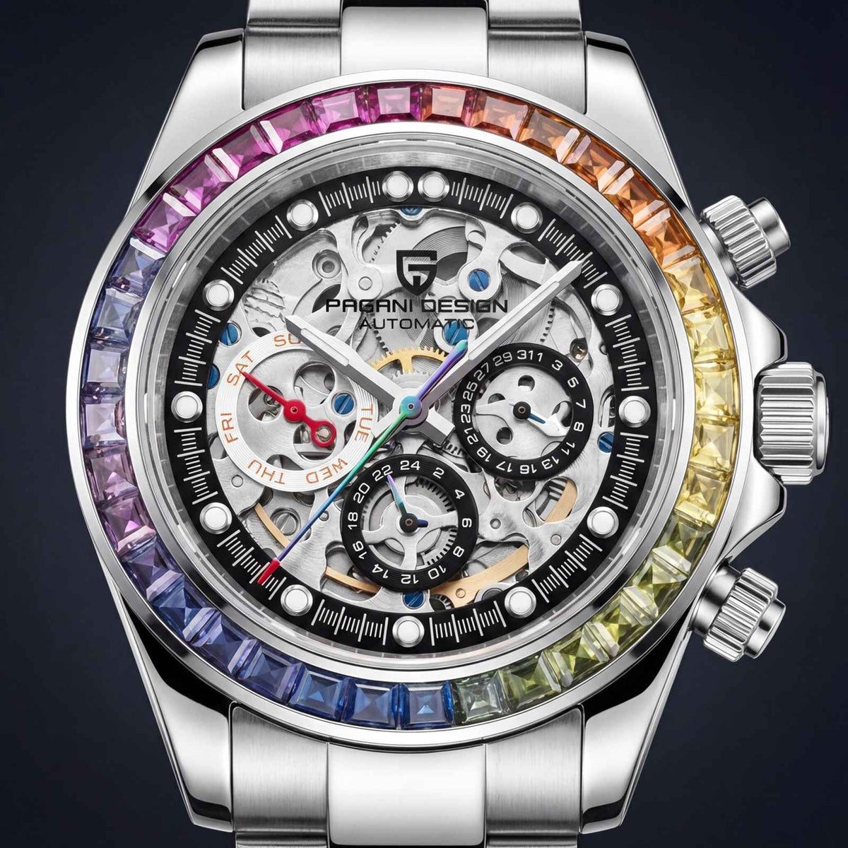 Pagani Rainbow Skeleton Watch – Automatic Sapphire Smash Price Shop Men's Watch