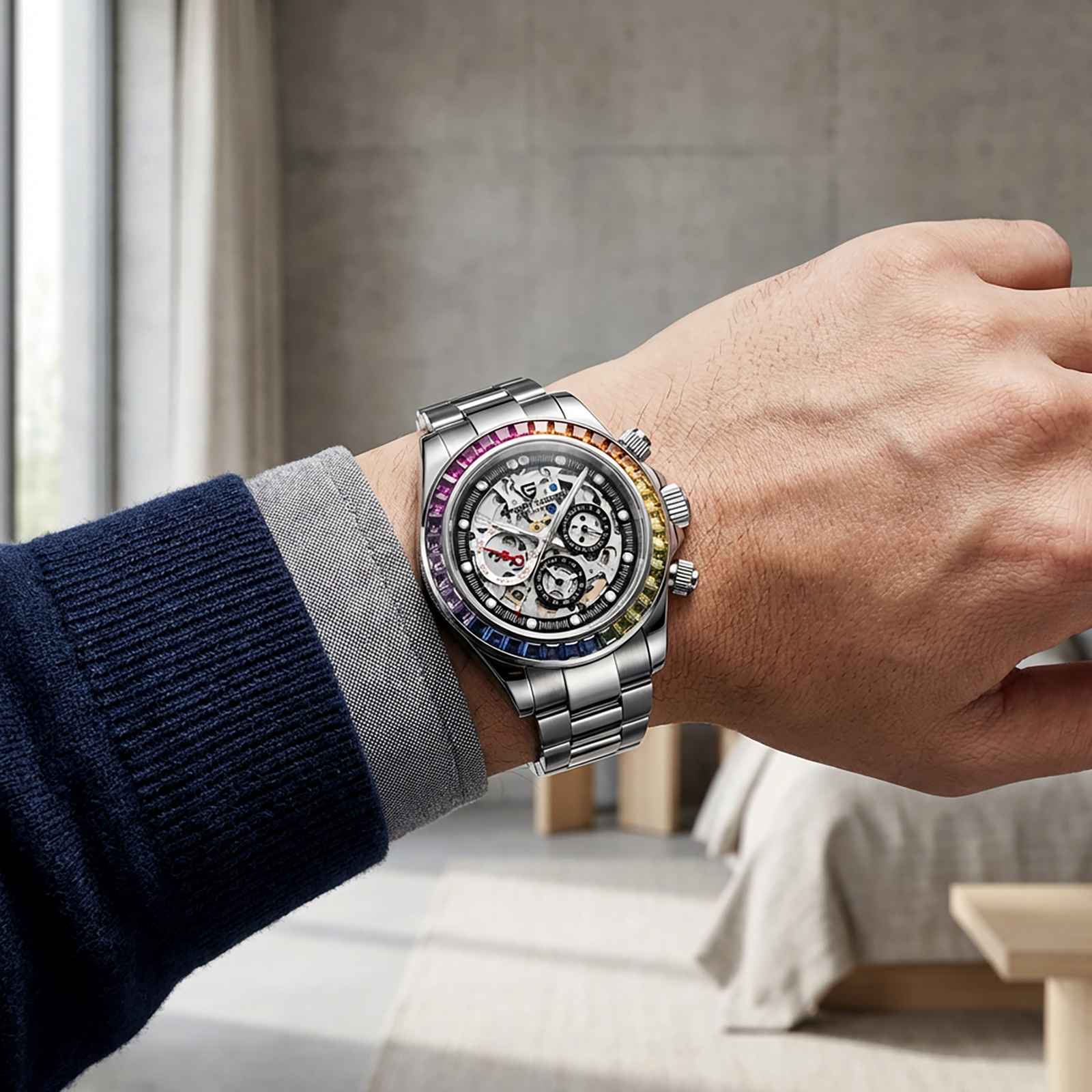 Pagani Rainbow Skeleton Watch – Automatic Sapphire Smash Price Shop Men's Watch