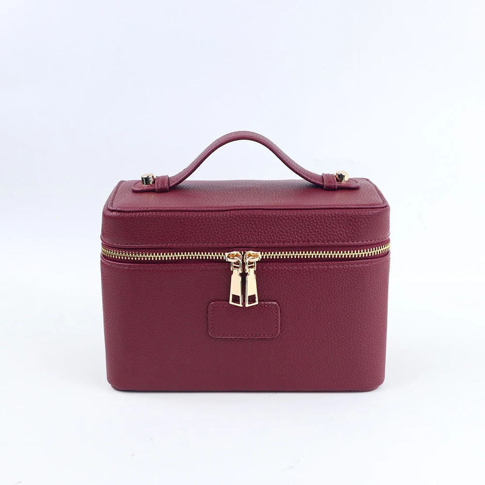 Personalized PU Leather Cosmetic Bag in pebble pattern wine – product image 7