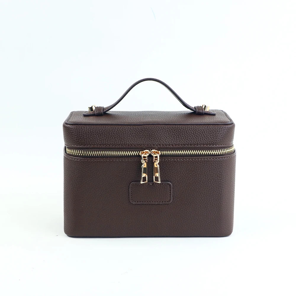 Personalized PU Leather Cosmetic Bag in pebblepattern coffee – product image 9