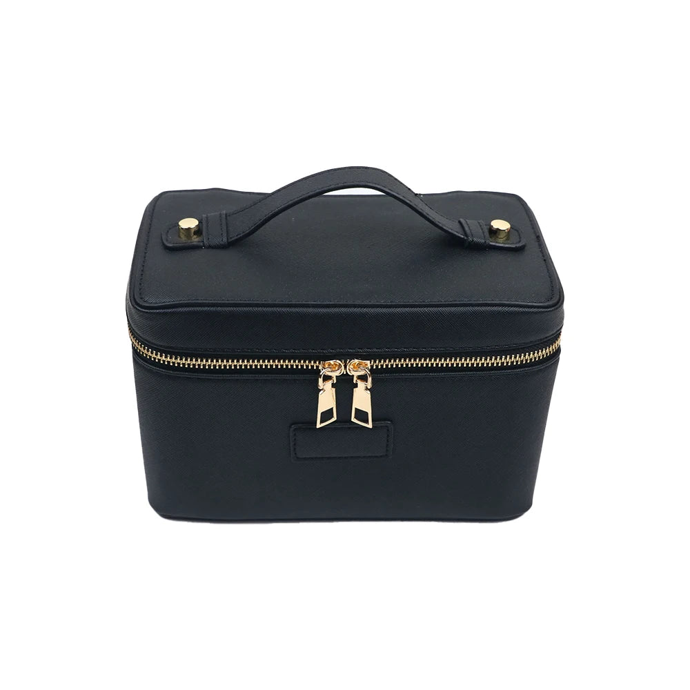 Personalized PU Leather Cosmetic Bag in black – product image 11