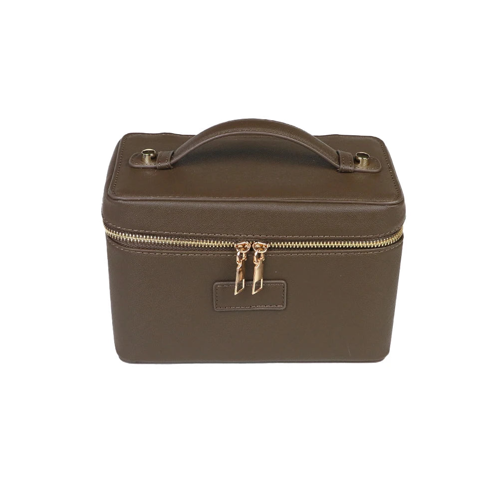 Personalized PU Leather Cosmetic Bag in coffee – product image 15
