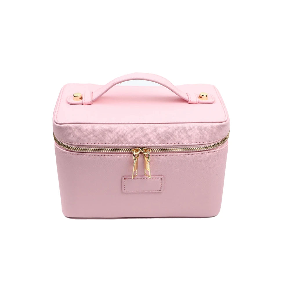 Personalized PU Leather Cosmetic Bag in pink – product image 17