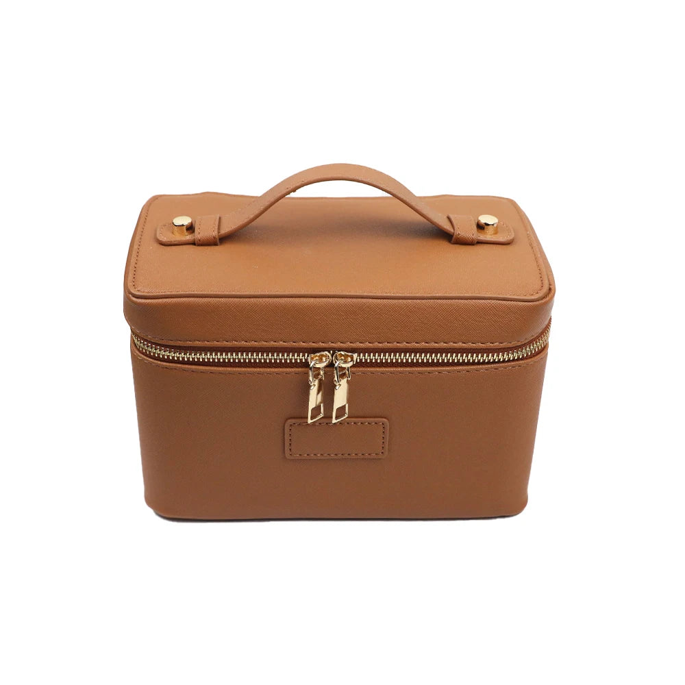 Personalized PU Leather Cosmetic Bag in brown – product image 18