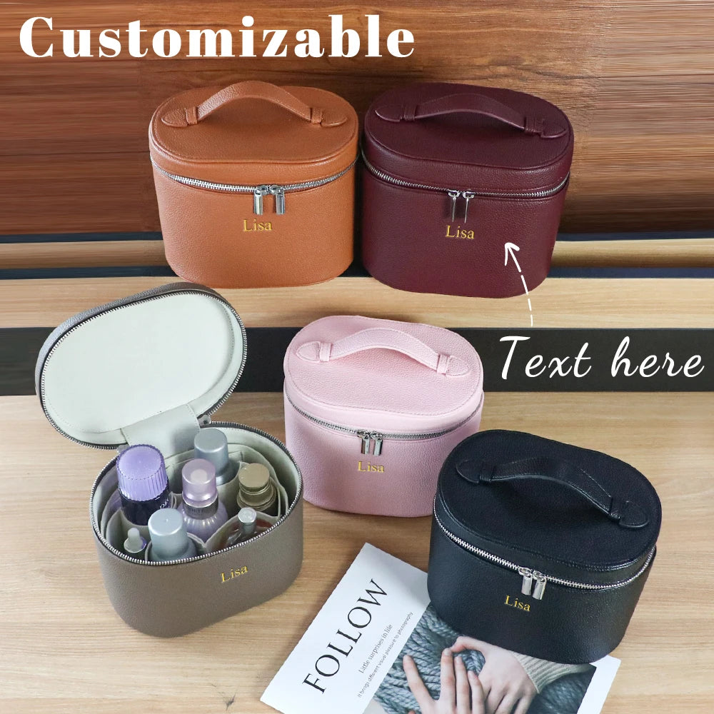 Personalized PU Leather Travel Cosmetic Case – product image 1
