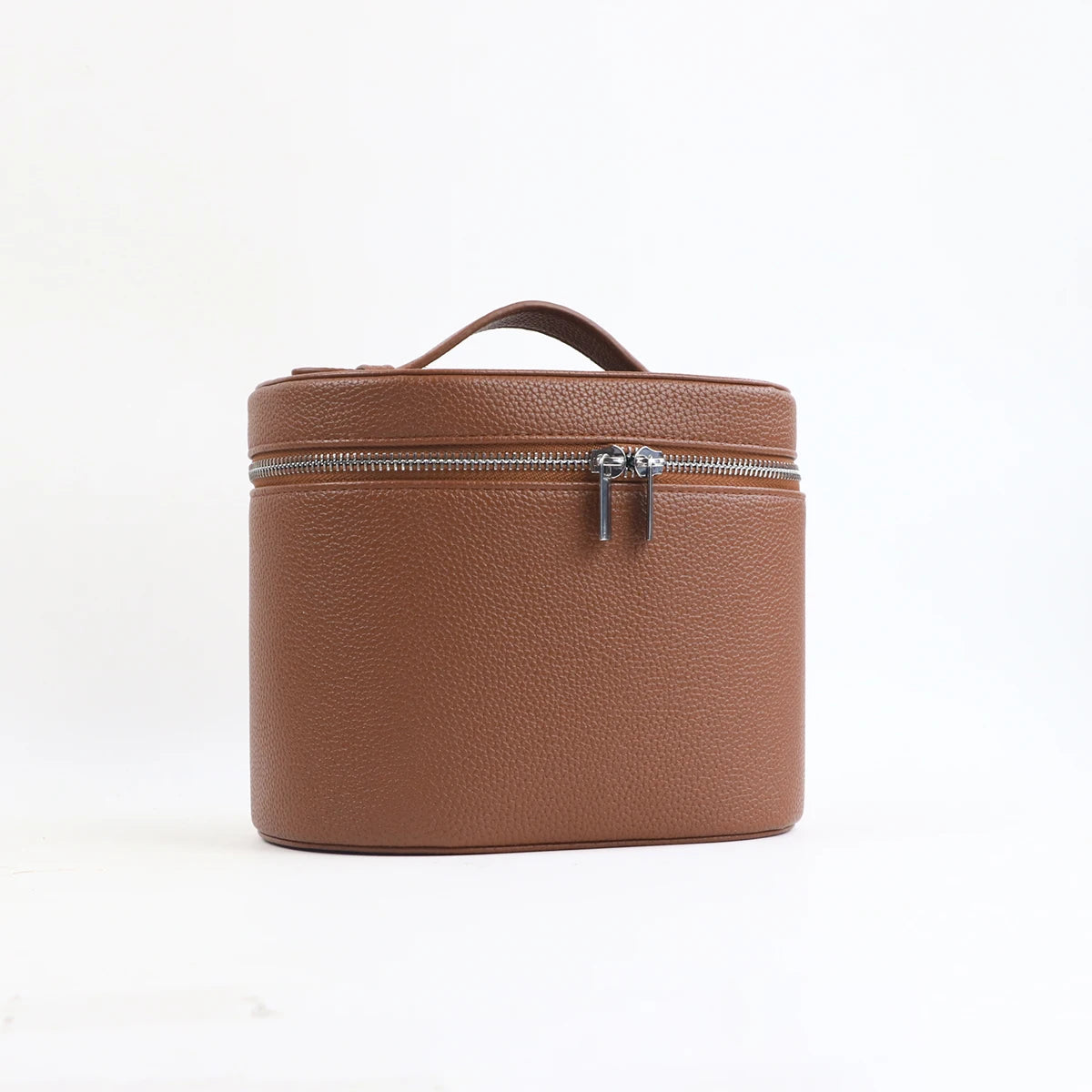 Personalized PU Leather Travel Cosmetic Case in brown – product image 7