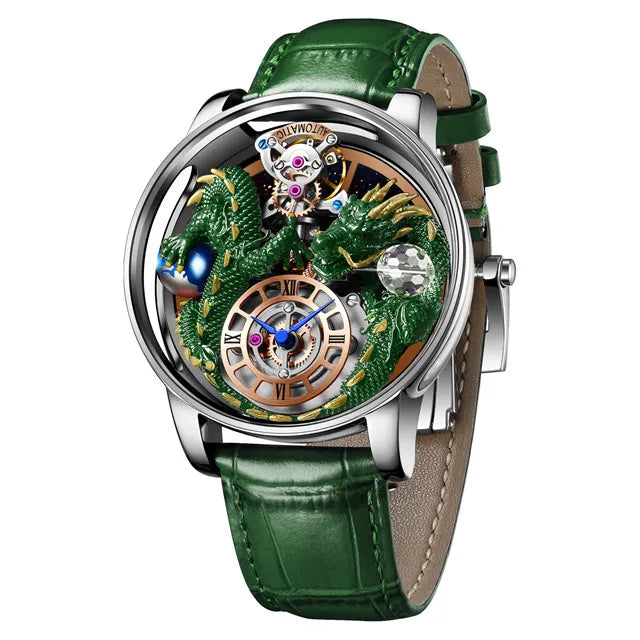 PINDU 3D Dragon Earth Quartz Watch – Celestial Transparent Design