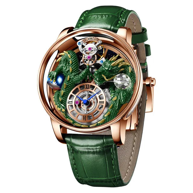 PINDU 3D Dragon Earth Quartz Watch – Celestial Transparent Design