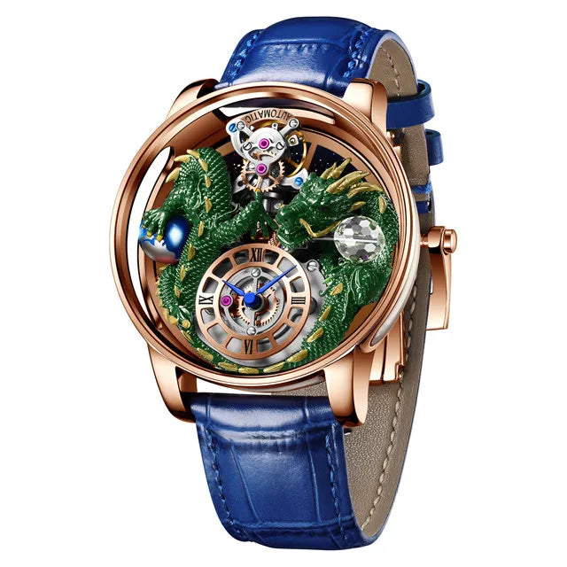 PINDU 3D Dragon Earth Quartz Watch – Celestial Transparent Design